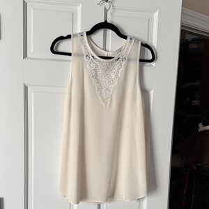 Club Monaco Cream Silk Top with Lace Accent
